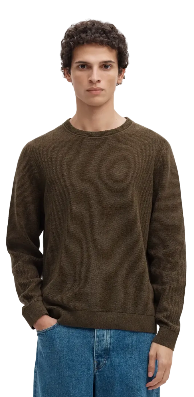 SLMROSS LS KNIT STRUCTURE CREW NECK