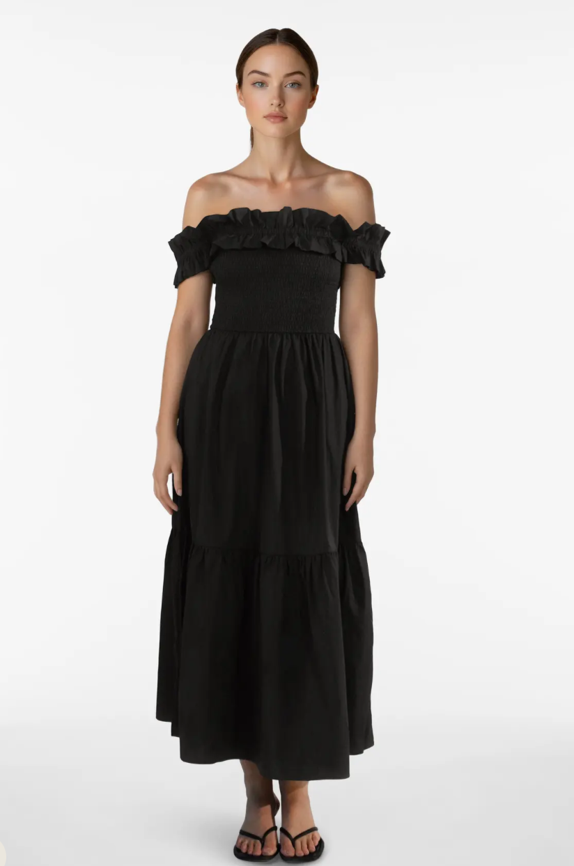 VIRINGA OFF SHOULDER MIDI DRESS