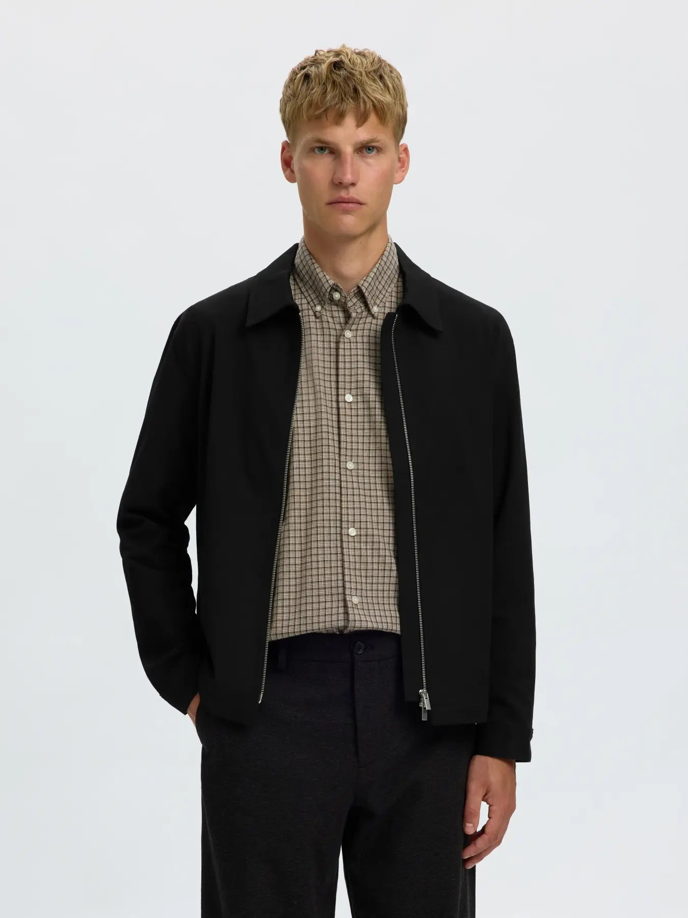 SLMREGULAR FINN ZIP JACKET SVART