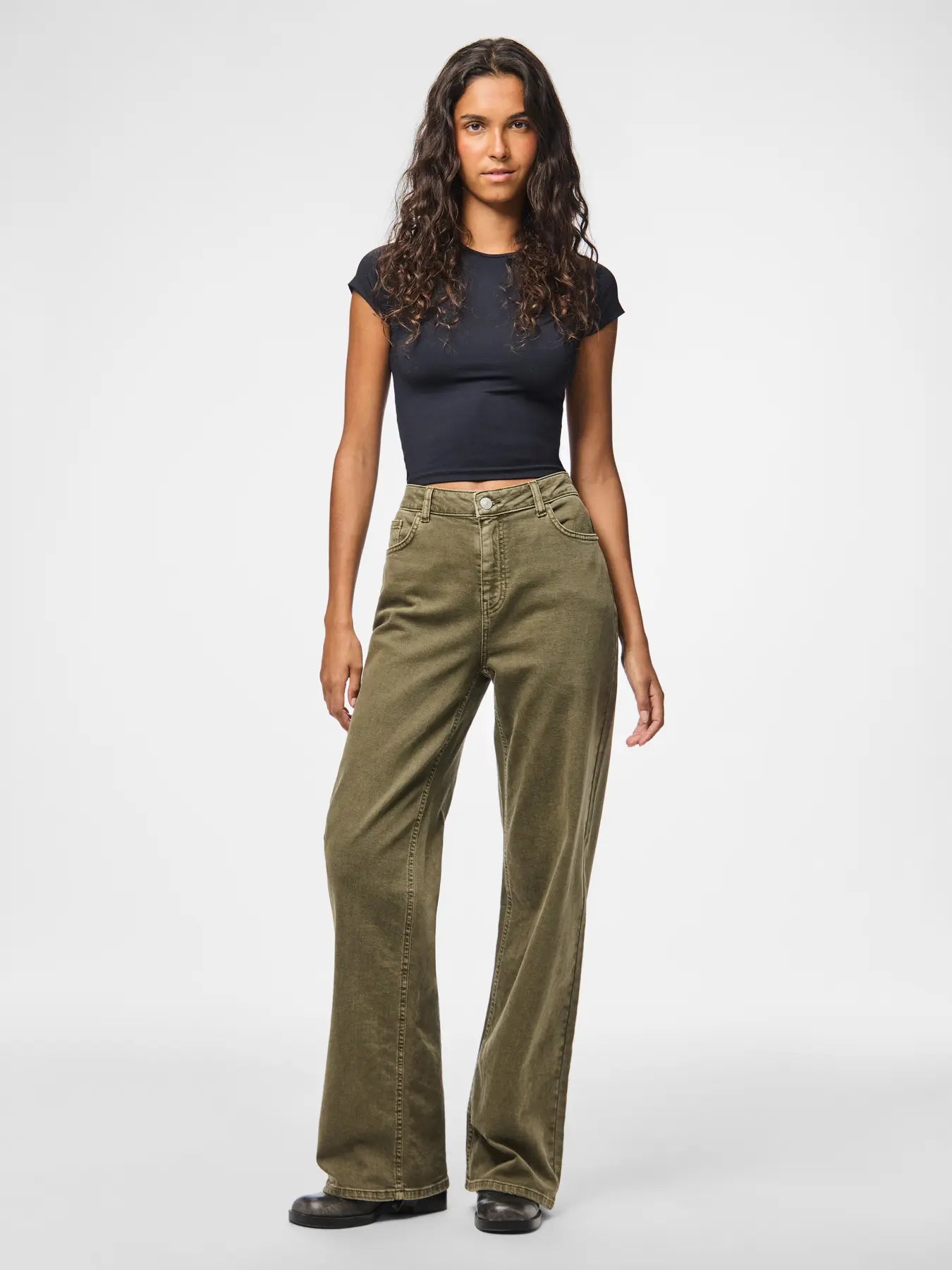 PCSILKE MW WIDE COLORED JEANS