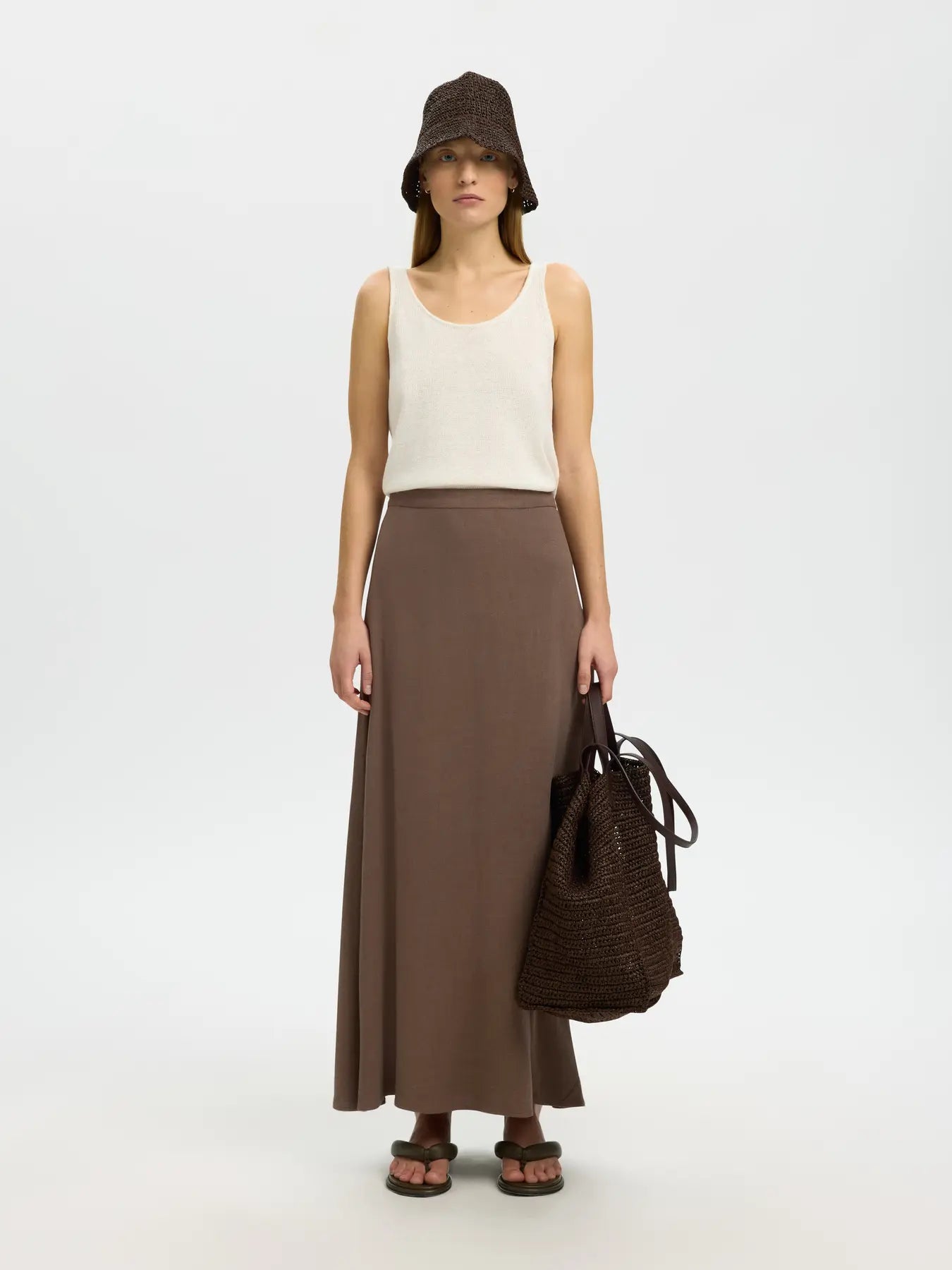 SLWVIVA HW ANKLE LINEN BLEND SKIRT