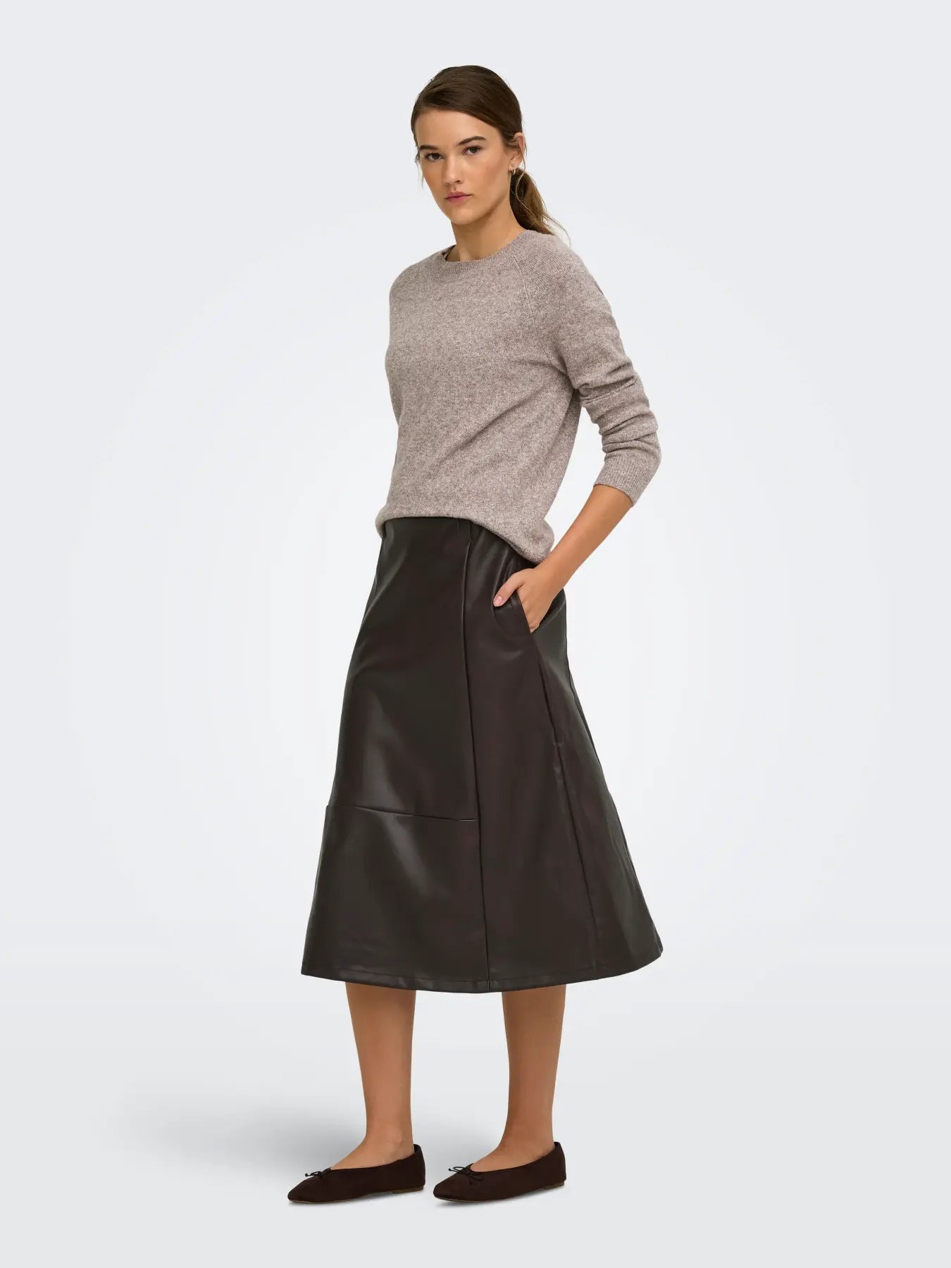 ONLFIBY MW FAUX LEATHER LONG SKIRT