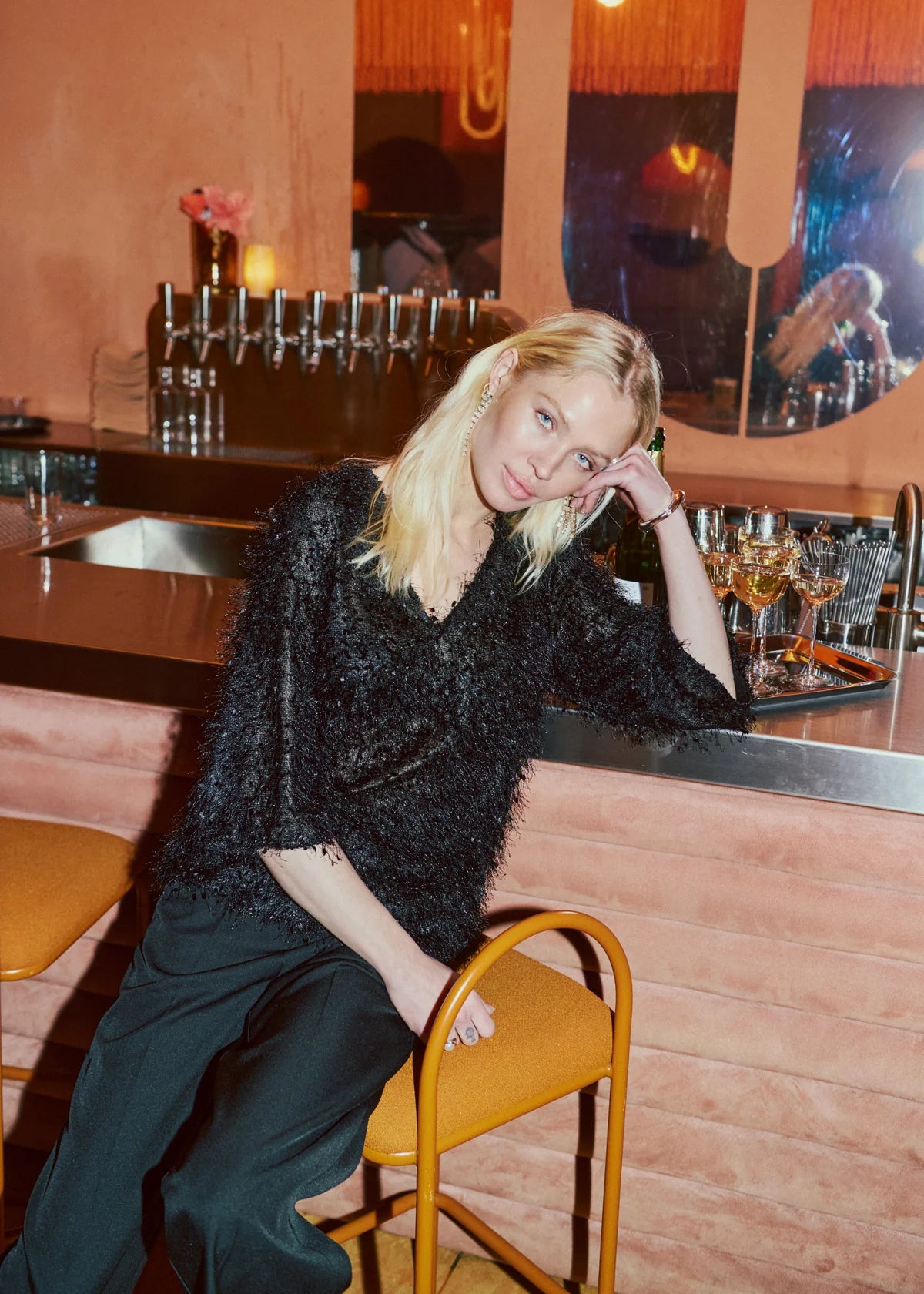 FQFLONELLA - BLOUSE WITH FRINGES - BLACK