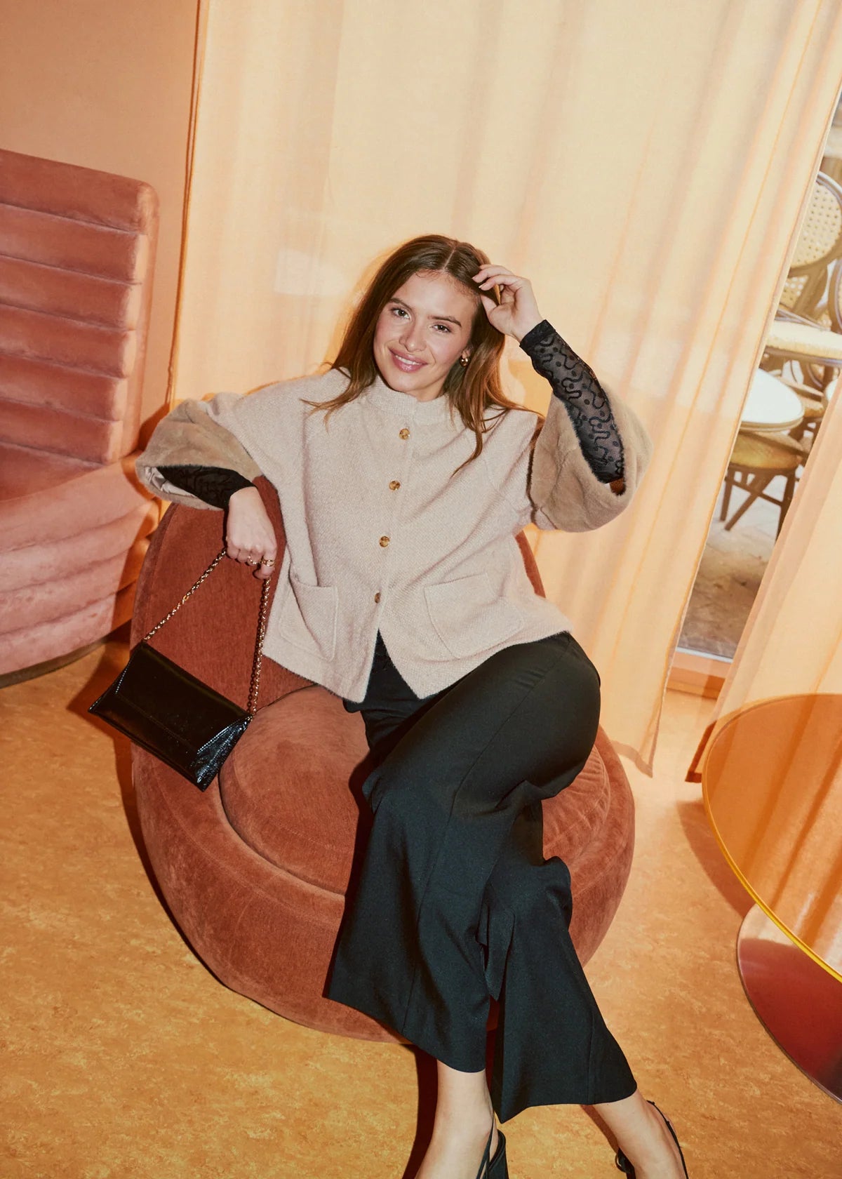 FQGABBY - JACKET WITH PLUSH CUFFS - BEIGE