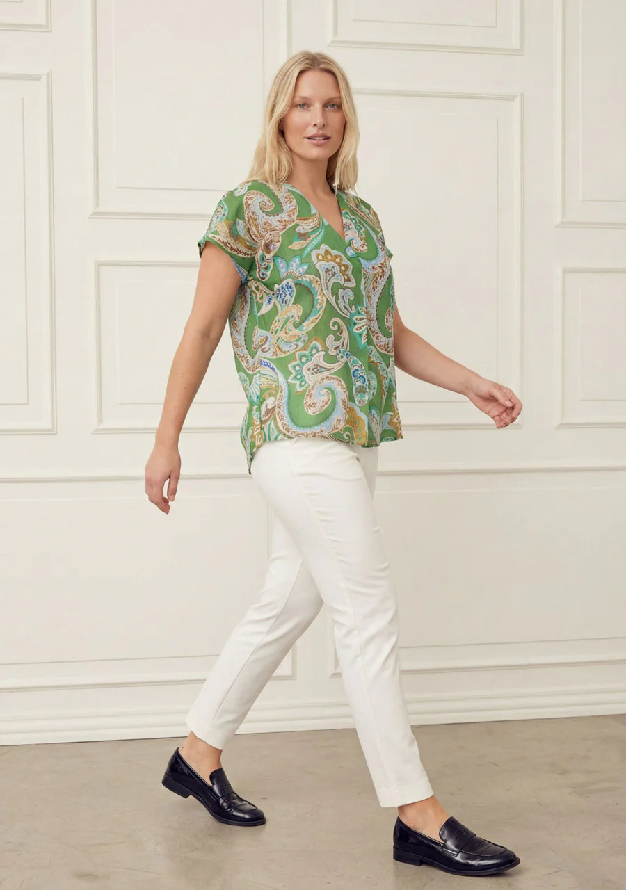 Lotta Top - Grass Green Paisley