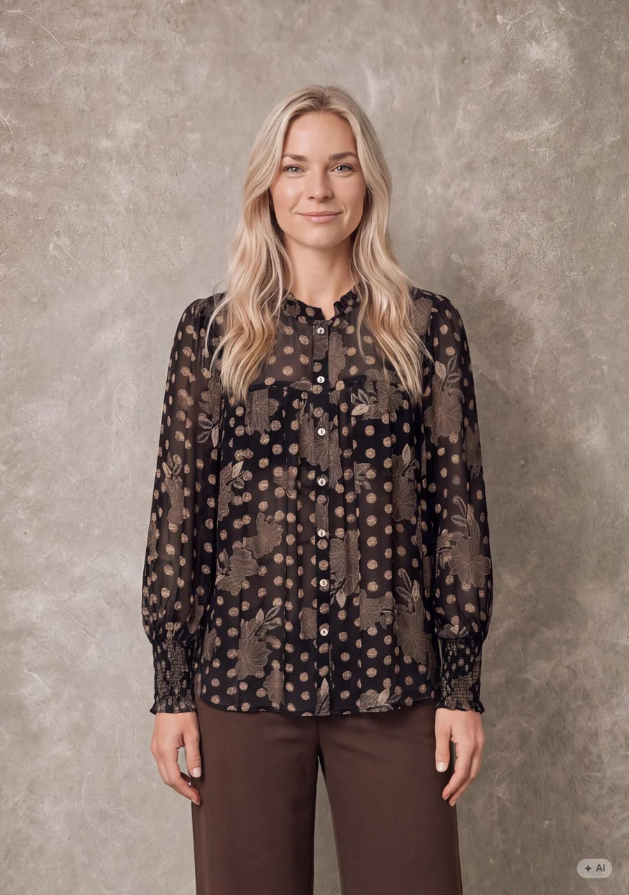 Otella Smock Shirt - Flower/Dot Print