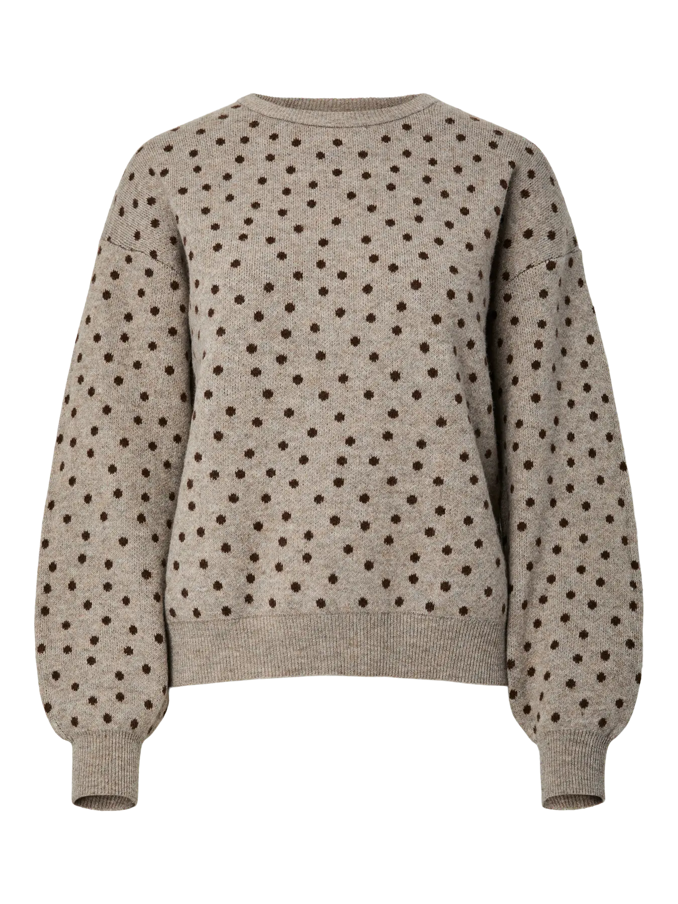 PCNANCY LS O-NECK DOT KNIT