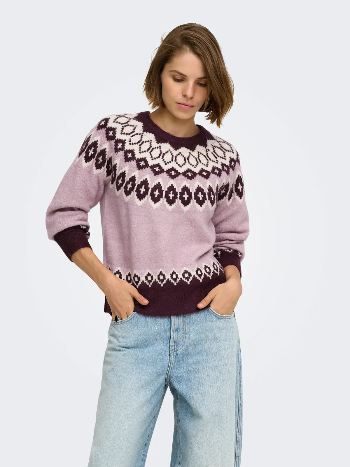 ONLRUSTY LS FAIR ISLE O-NECK