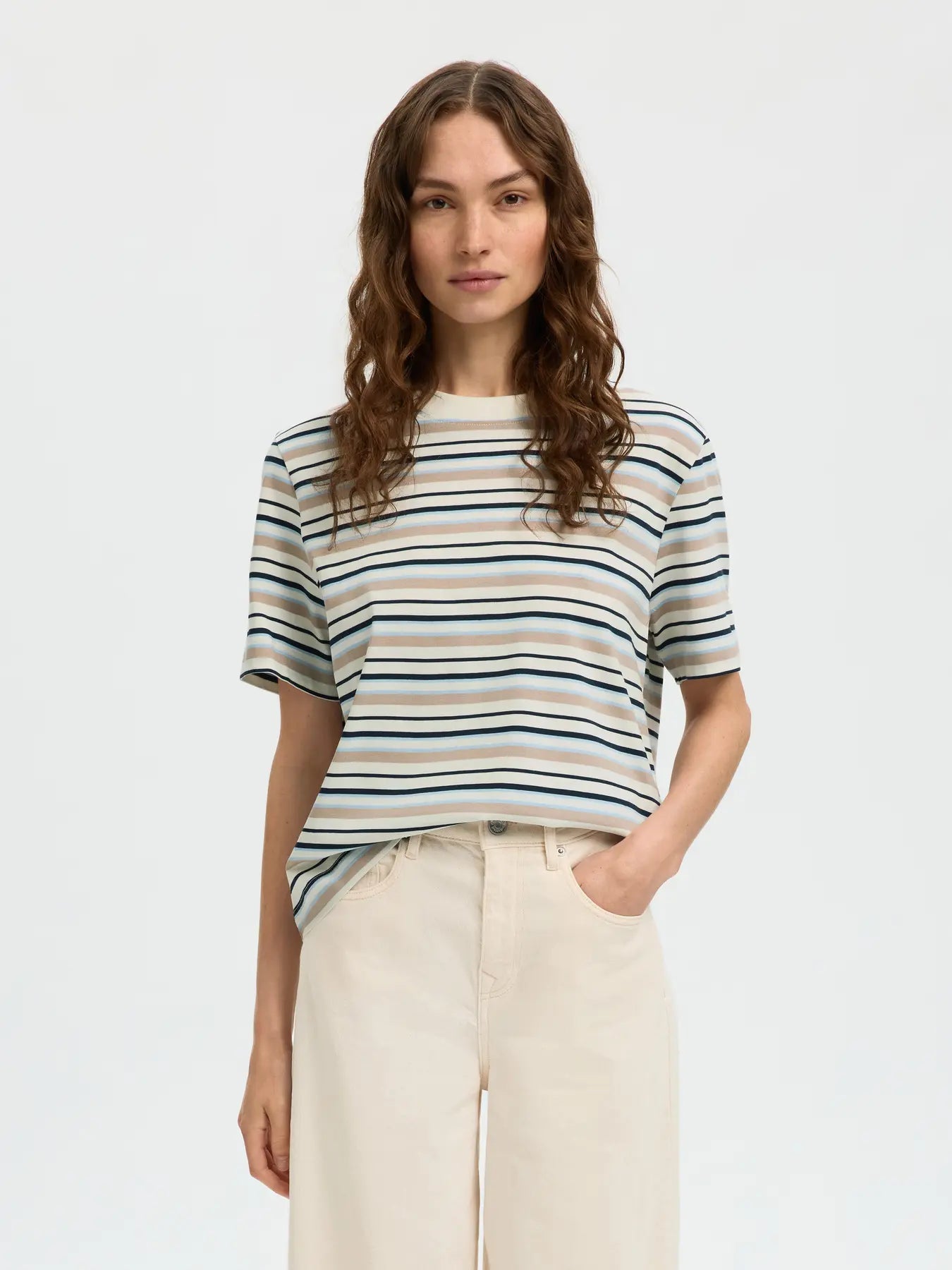 SLWESSENTIAL SS STRIPED BOXY TEE