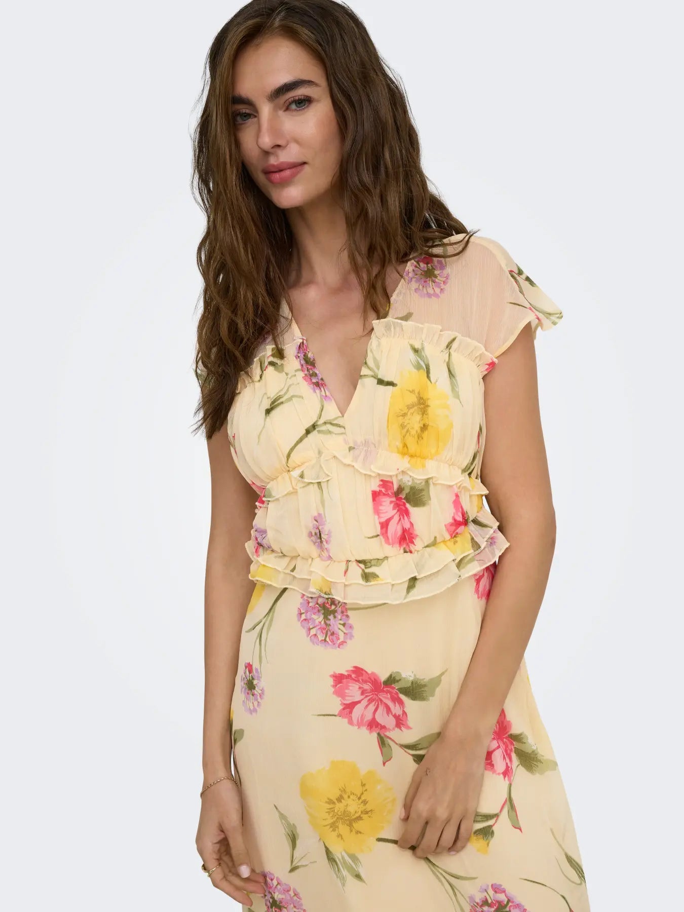 ONLVALDA S/S LONG FRILL DRESS