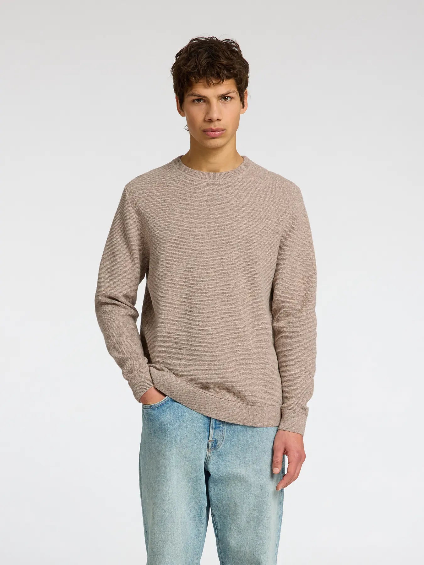 SLMROSS LS KNIT STRUCTURE CREW NECK NOOS