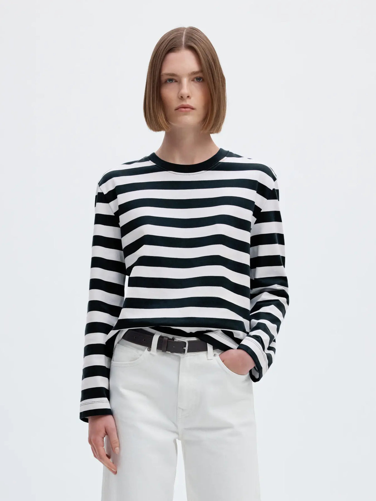 SLWESSENTIAL LS STRIPED BOXY TEE
