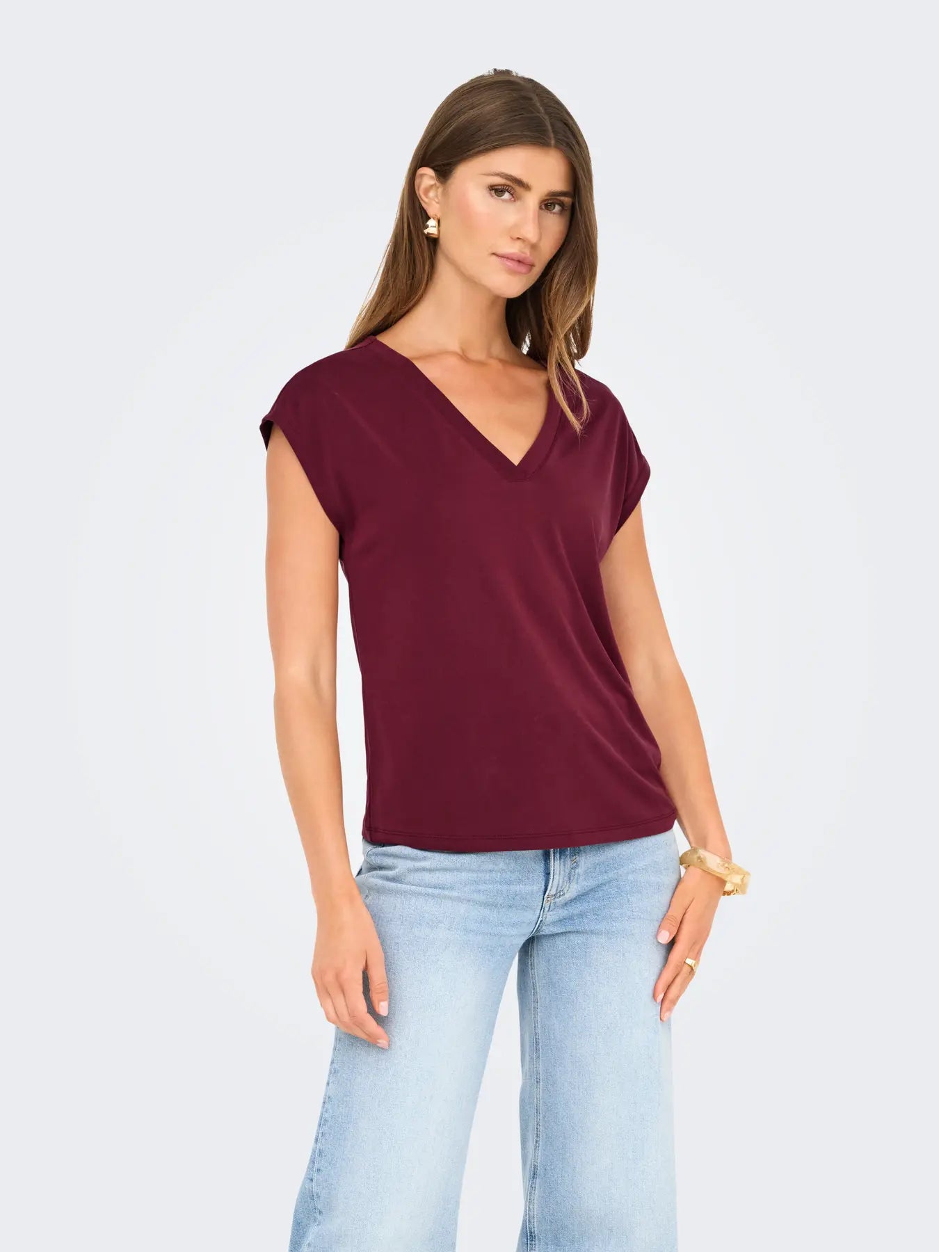 ONLFREE LIFE S/S MOD.V-NECK TOP