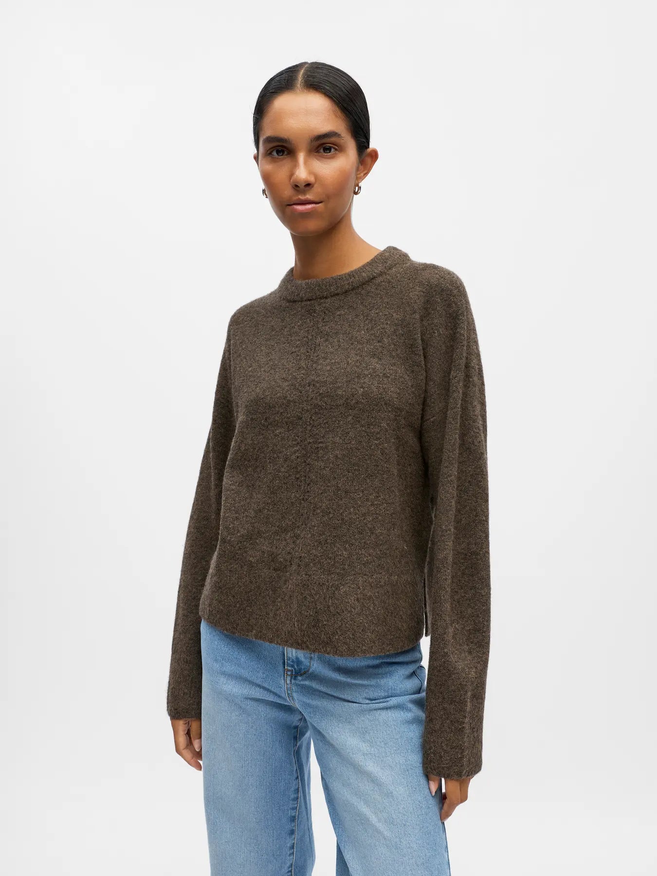 OBJJUNO L/S LO O-NECK KNIT