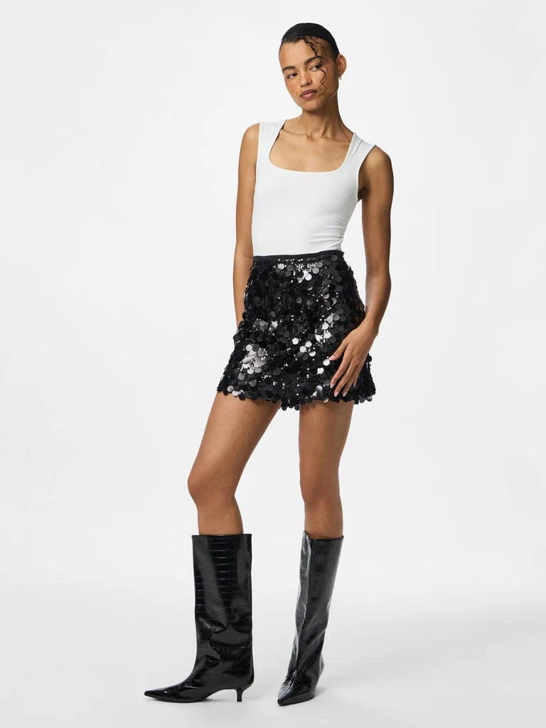 PCMALOU SEQUIN MW MINI SKIRT