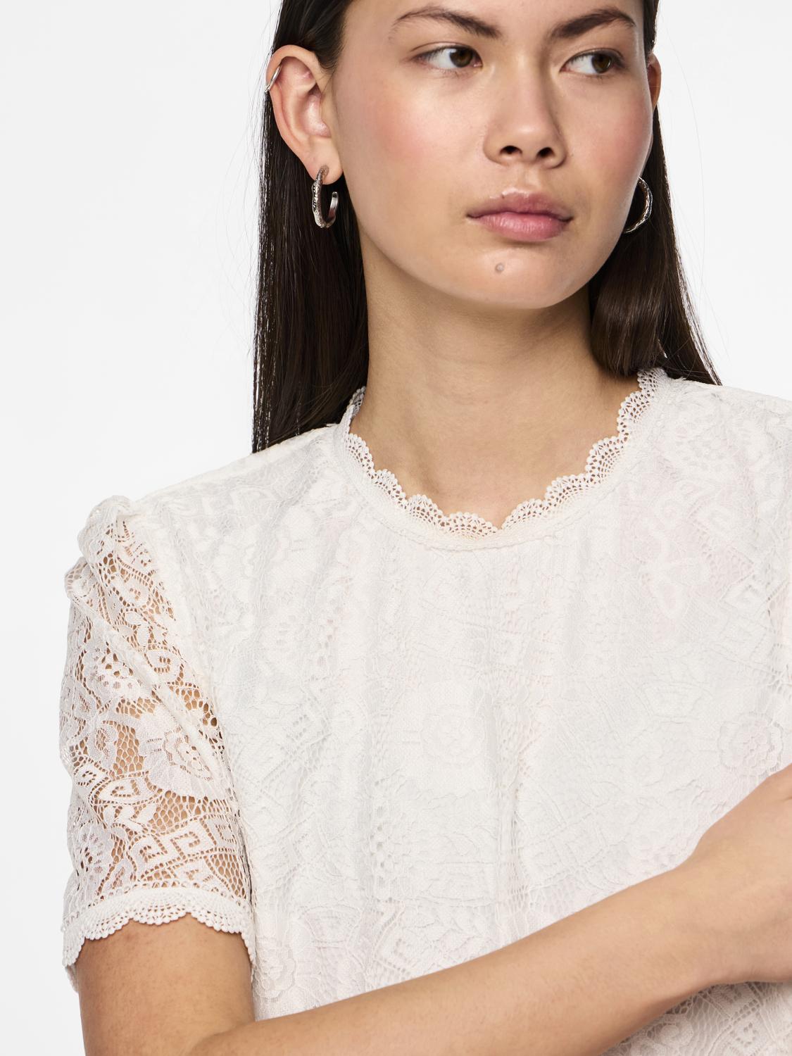 PCOLLINE SS LACE TOP