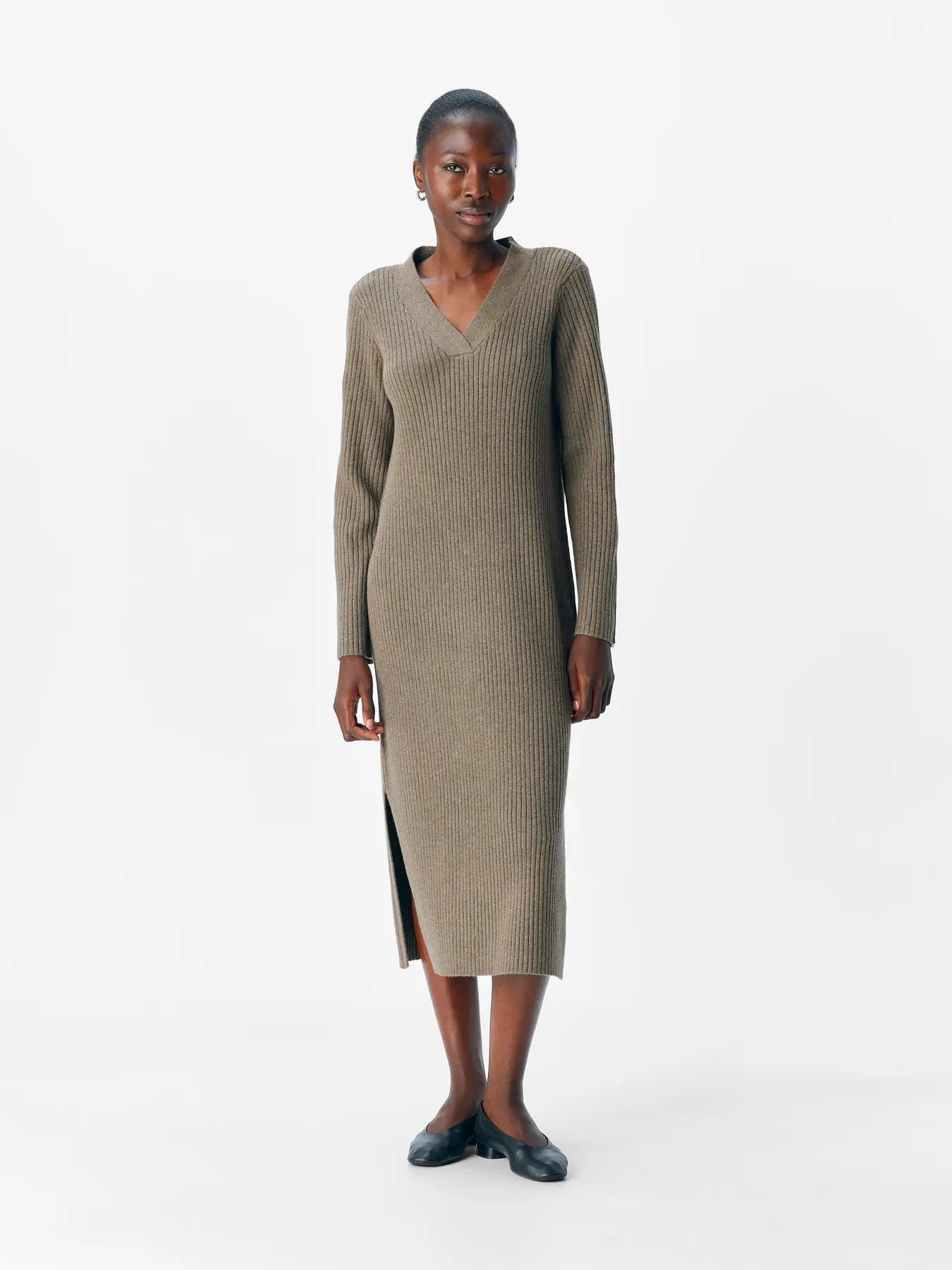 OBJELVA L/S RE V-NECK KNIT DRESS