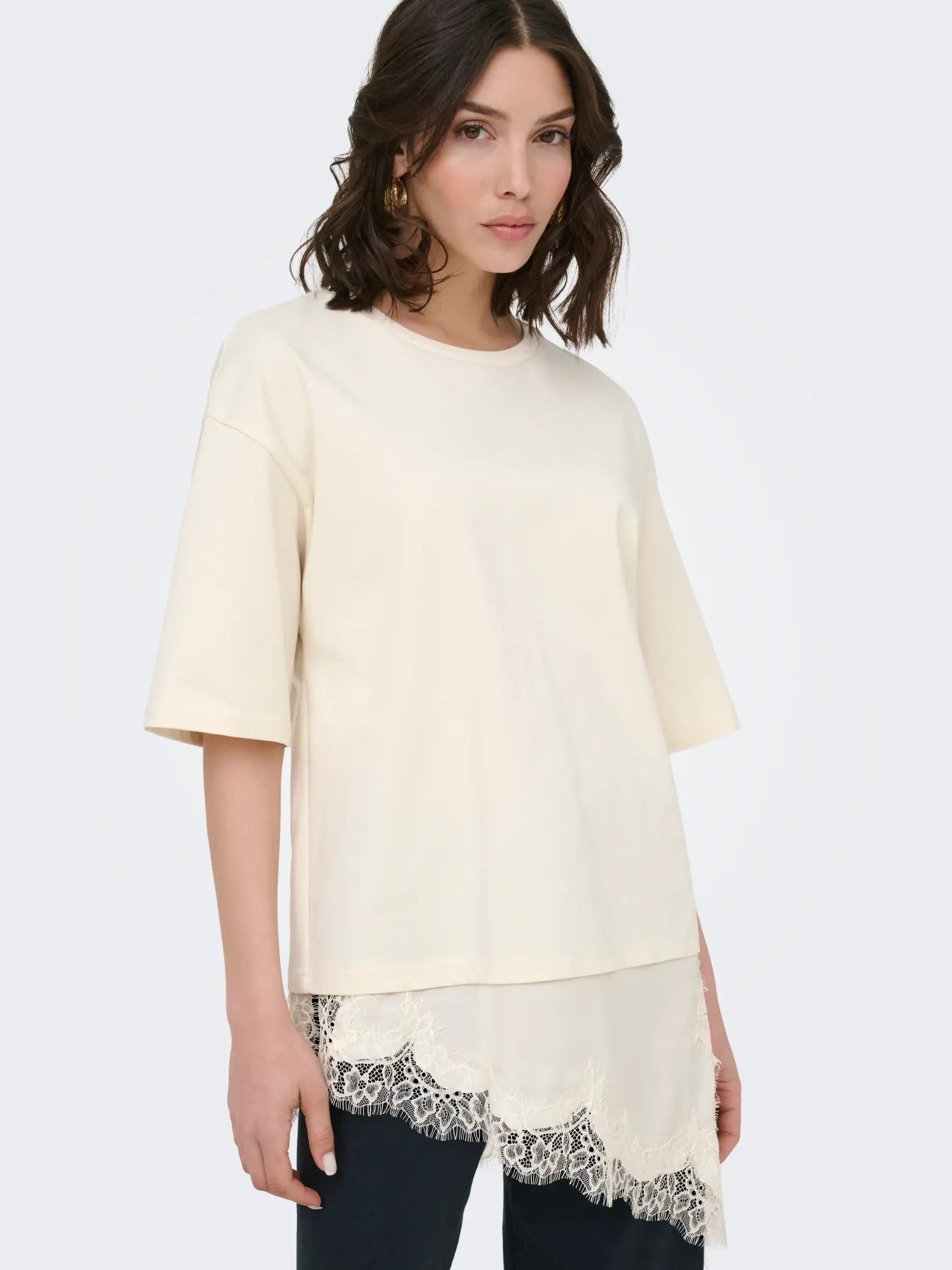 JDYALMA 2/4 LACE DETAIL T-SHIRT JRS
