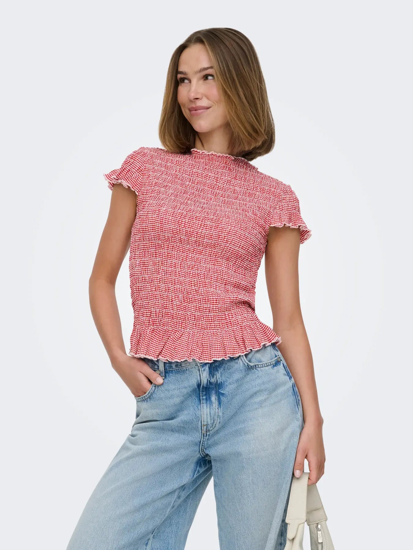 ONLCELLE CAP SMOCK BOATNECK TOP