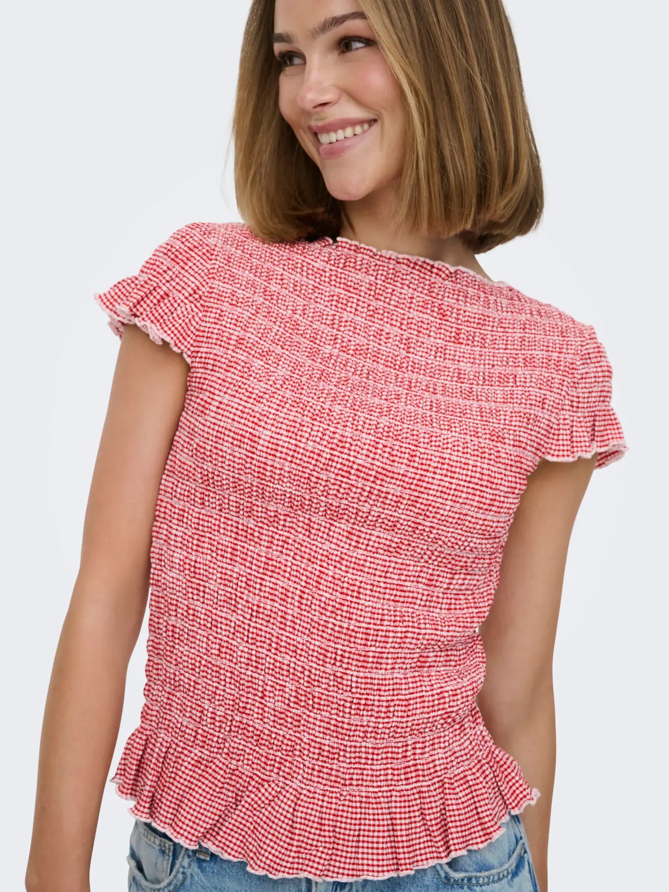 ONLCELLE CAP SMOCK BOATNECK TOP