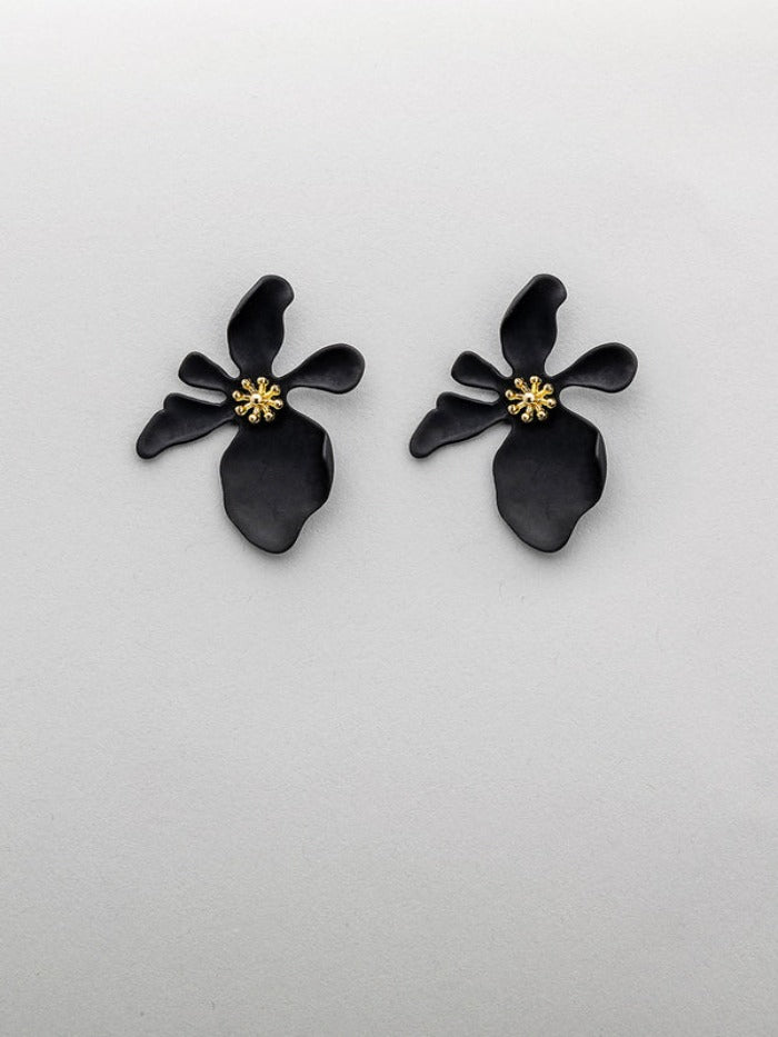 Flower Earrings Black