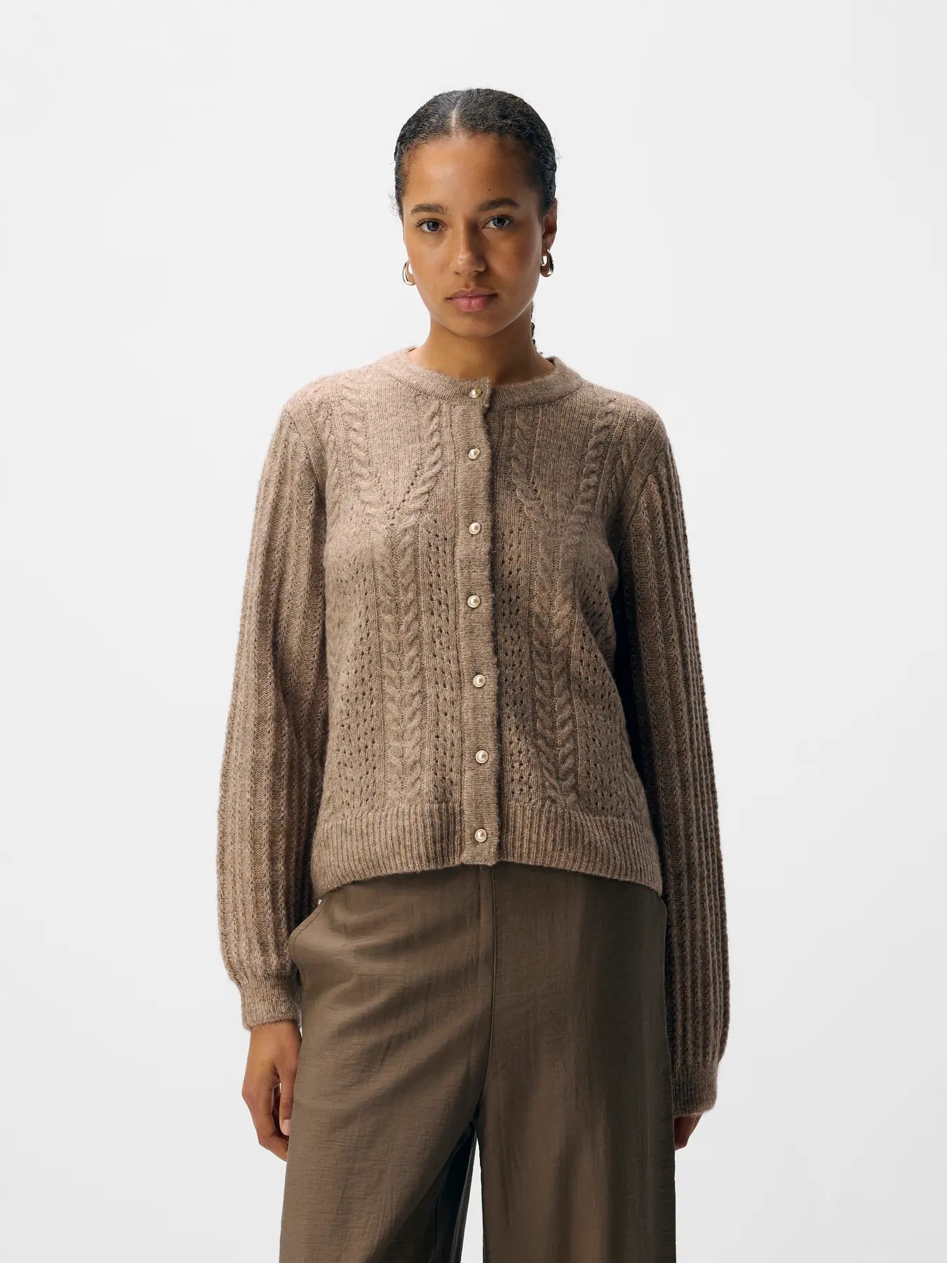OBJFLORA RE LS KNIT BUTTON CARDIGAN