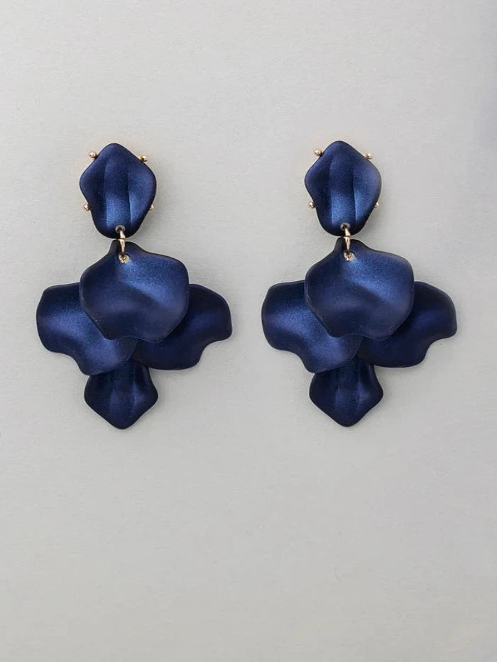 Leaf Earrings Midnight Blue