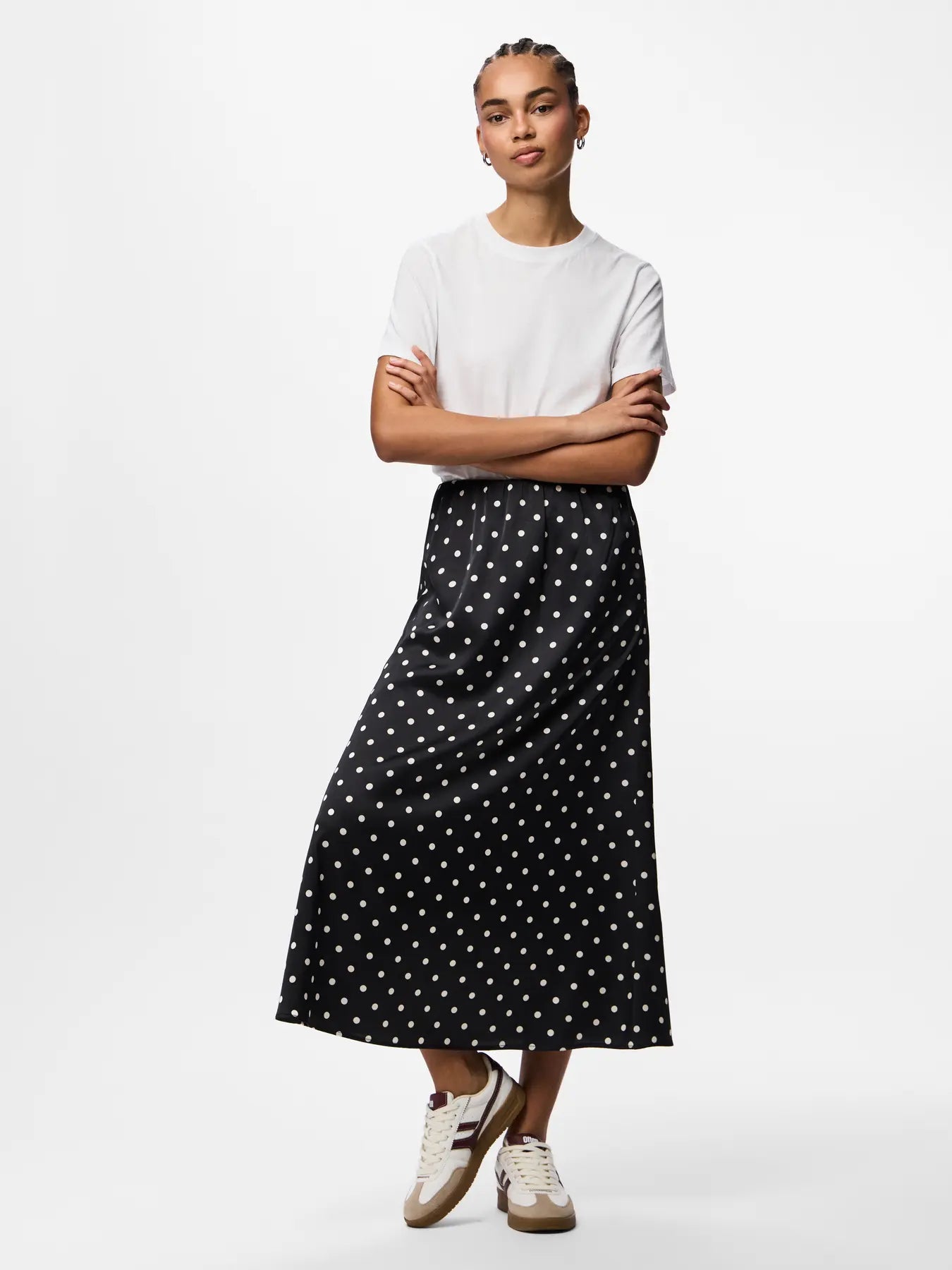 PCJYTTA HW ANKLE SATIN SKIRT