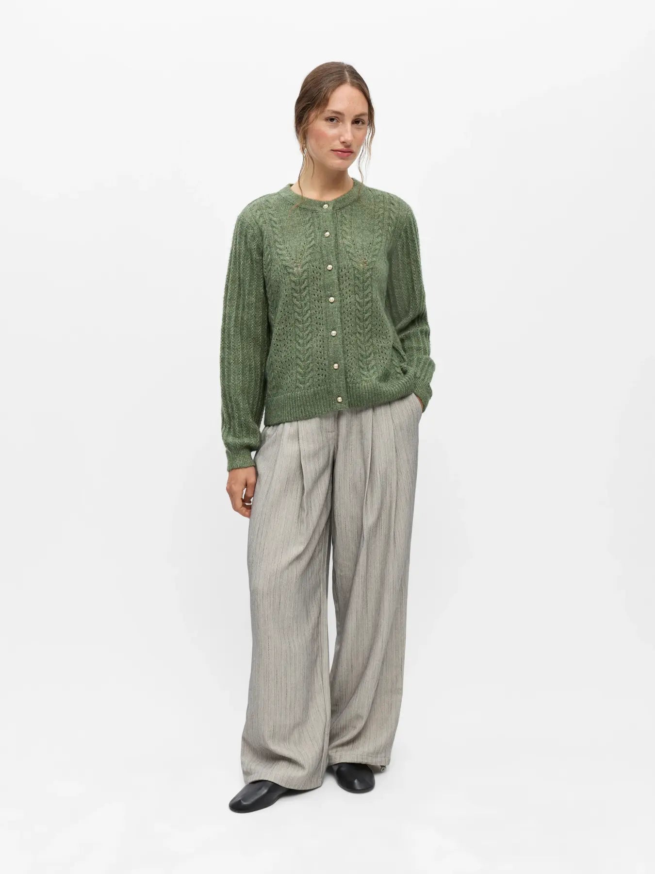 OBJFLORA RE LS KNIT BUTTON CARDIGAN