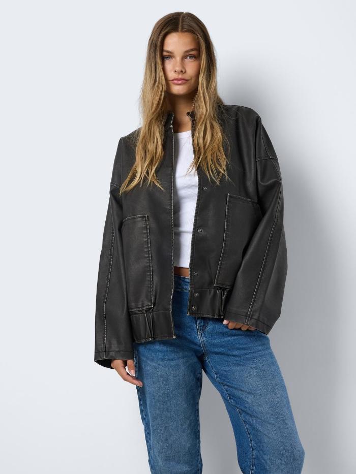 NMHALSTON WASHED PU BOMBER JACKET