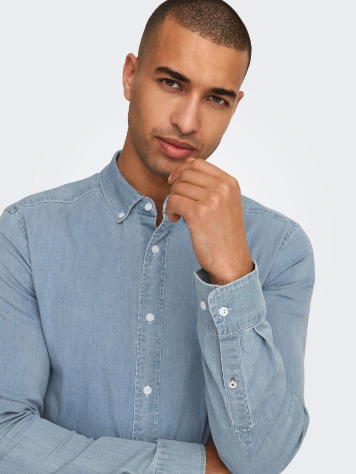 ONSCONRAD SLIM LS CHAMBRAY STRETCH SHIRT