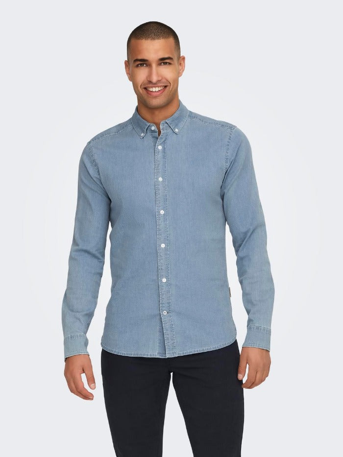 ONSCONRAD SLIM LS CHAMBRAY STRETCH SHIRT