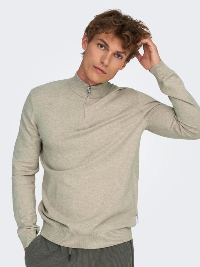 ONSLOUI REG 12 MEL HALF ZIP KNIT