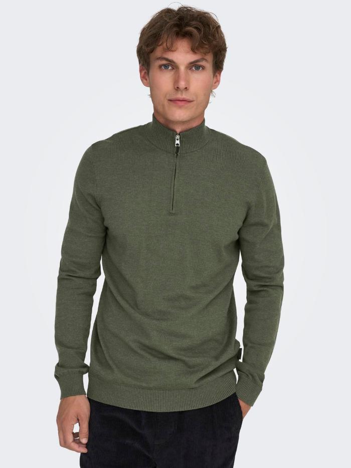 ONSLOUI REG 12 MEL HALF ZIP KNIT