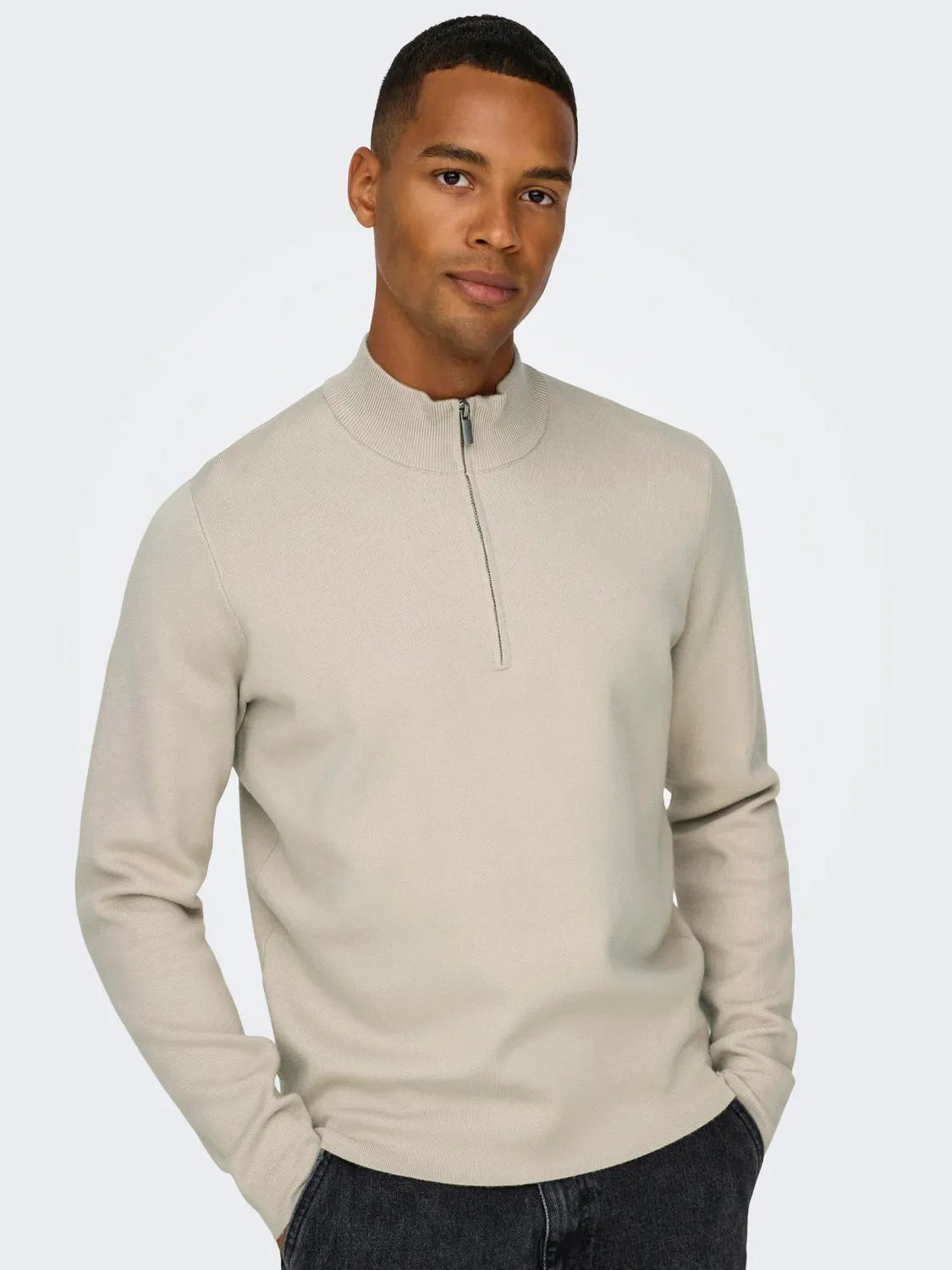 ONSCOOPER HALF ZIP HIGH NECK KNIT