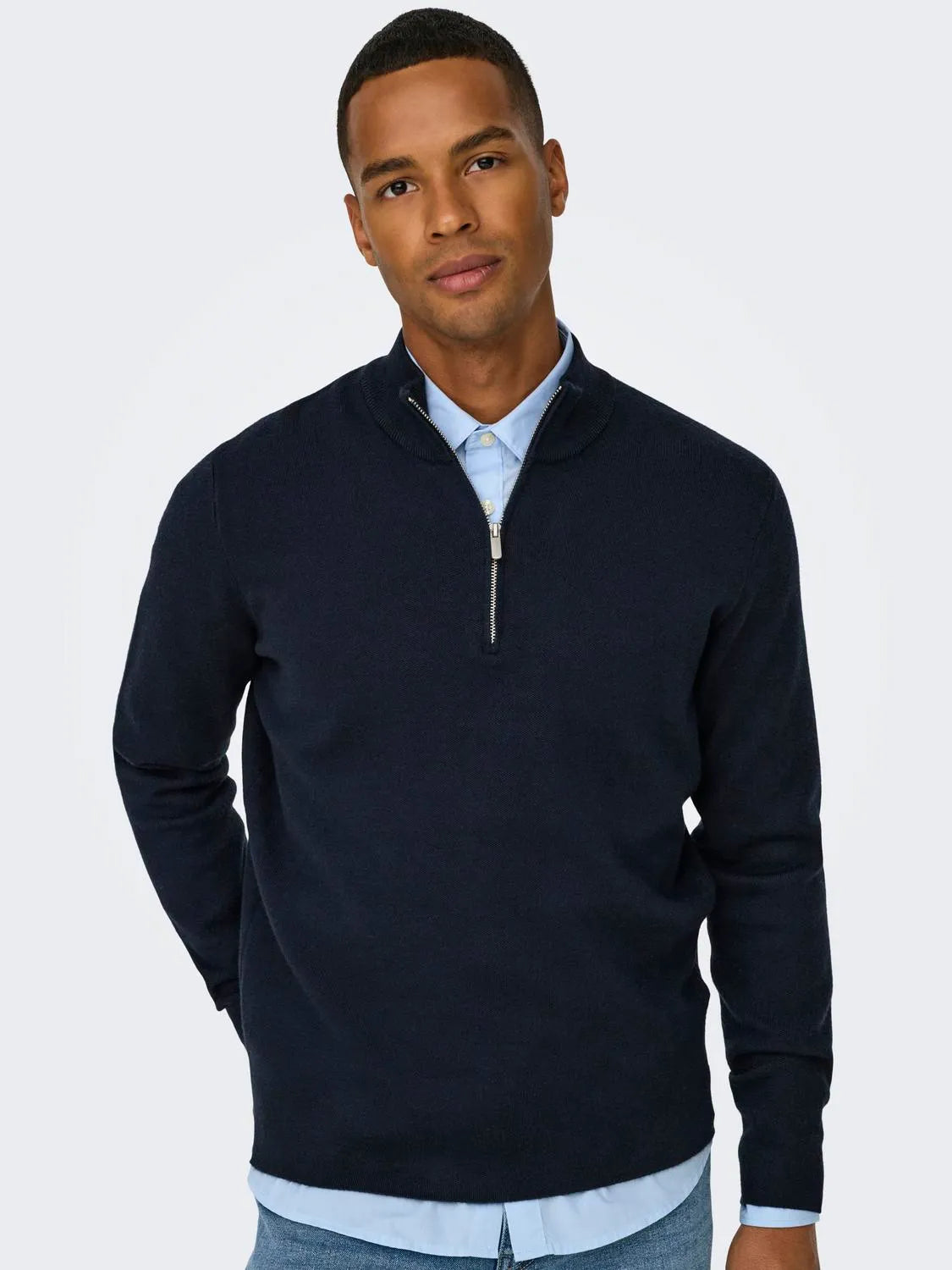 ONSCOOPER HALF ZIP HIGH NECK KNIT