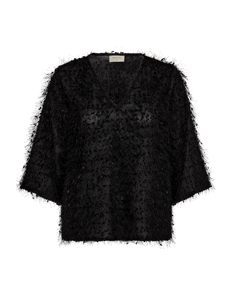 FQFLONELLA - BLOUSE WITH FRINGES - BLACK