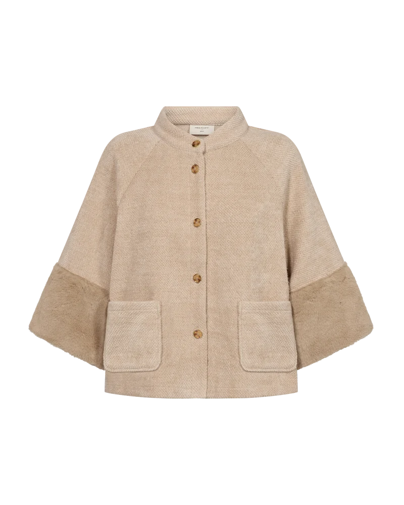 FQGABBY - JACKET WITH PLUSH CUFFS - BEIGE
