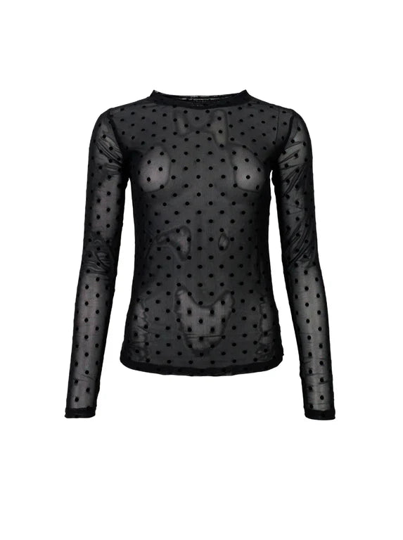 BCJENNIE prickig mesh blus - Svart