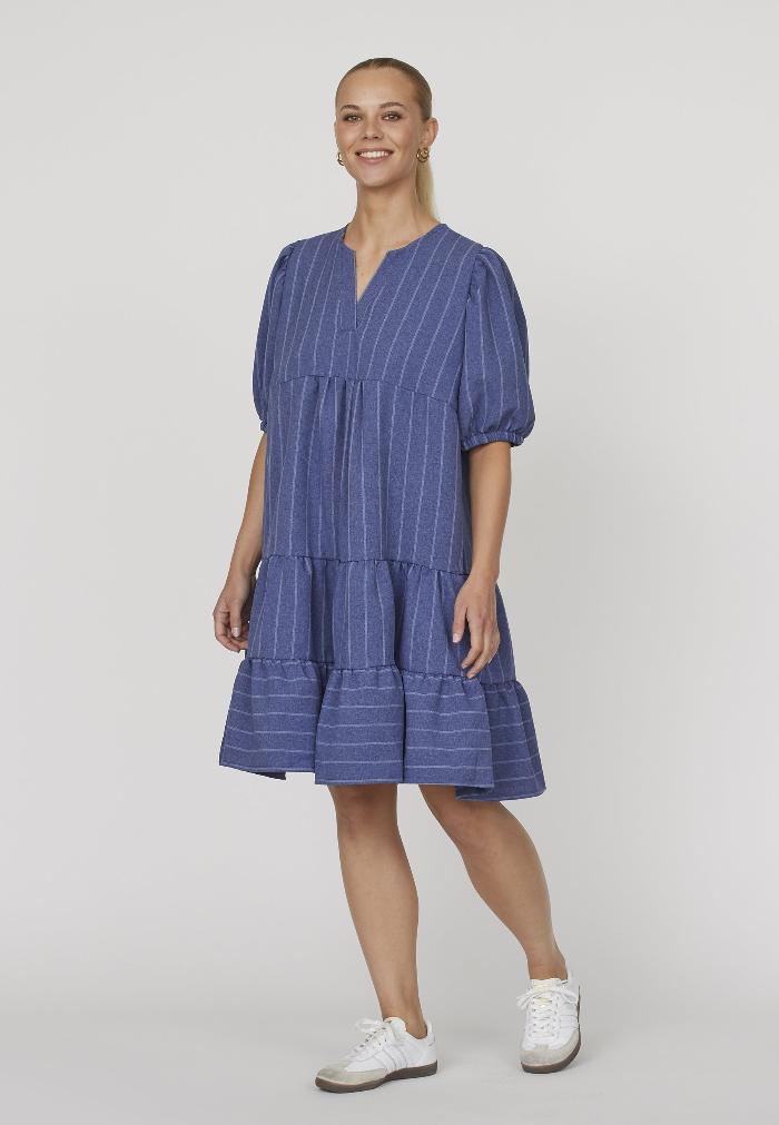 Cassie Dress Blue Pinstripe