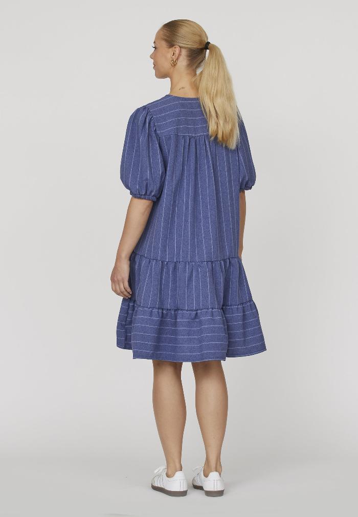 Cassie Dress Blue Pinstripe