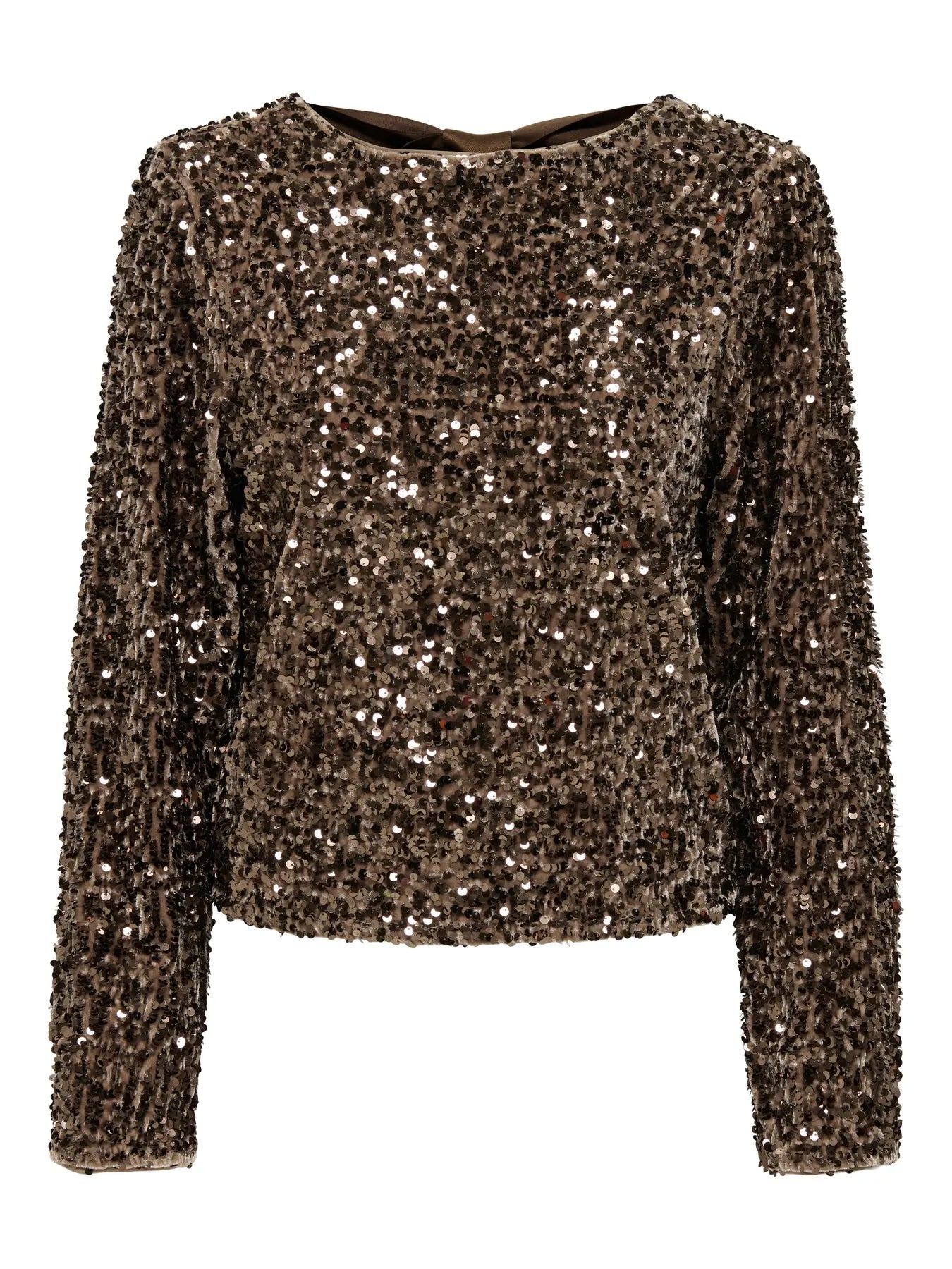ONLCONFIDENCE L/S SEQUIN BOW TOP