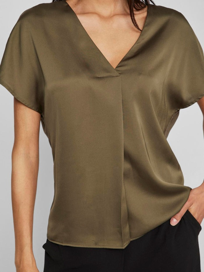 VIELLETTE V-NECK S/S SATIN