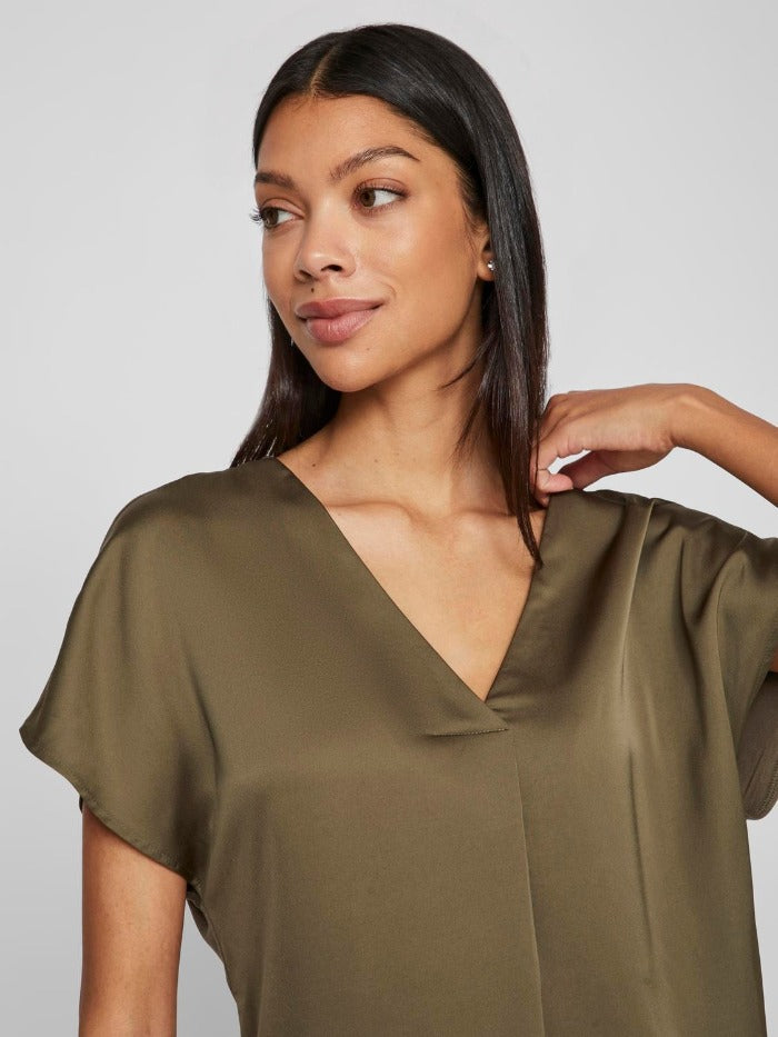 VIELLETTE V-NECK S/S SATIN