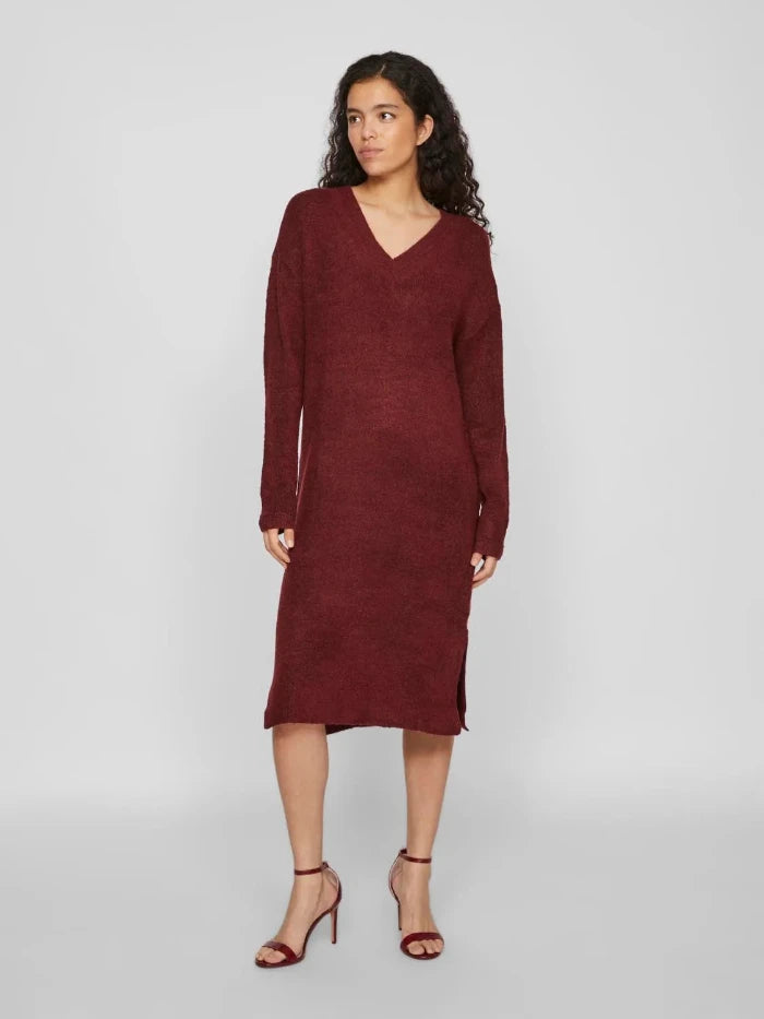 VIMA V-NECK L/S KNIT DRESS