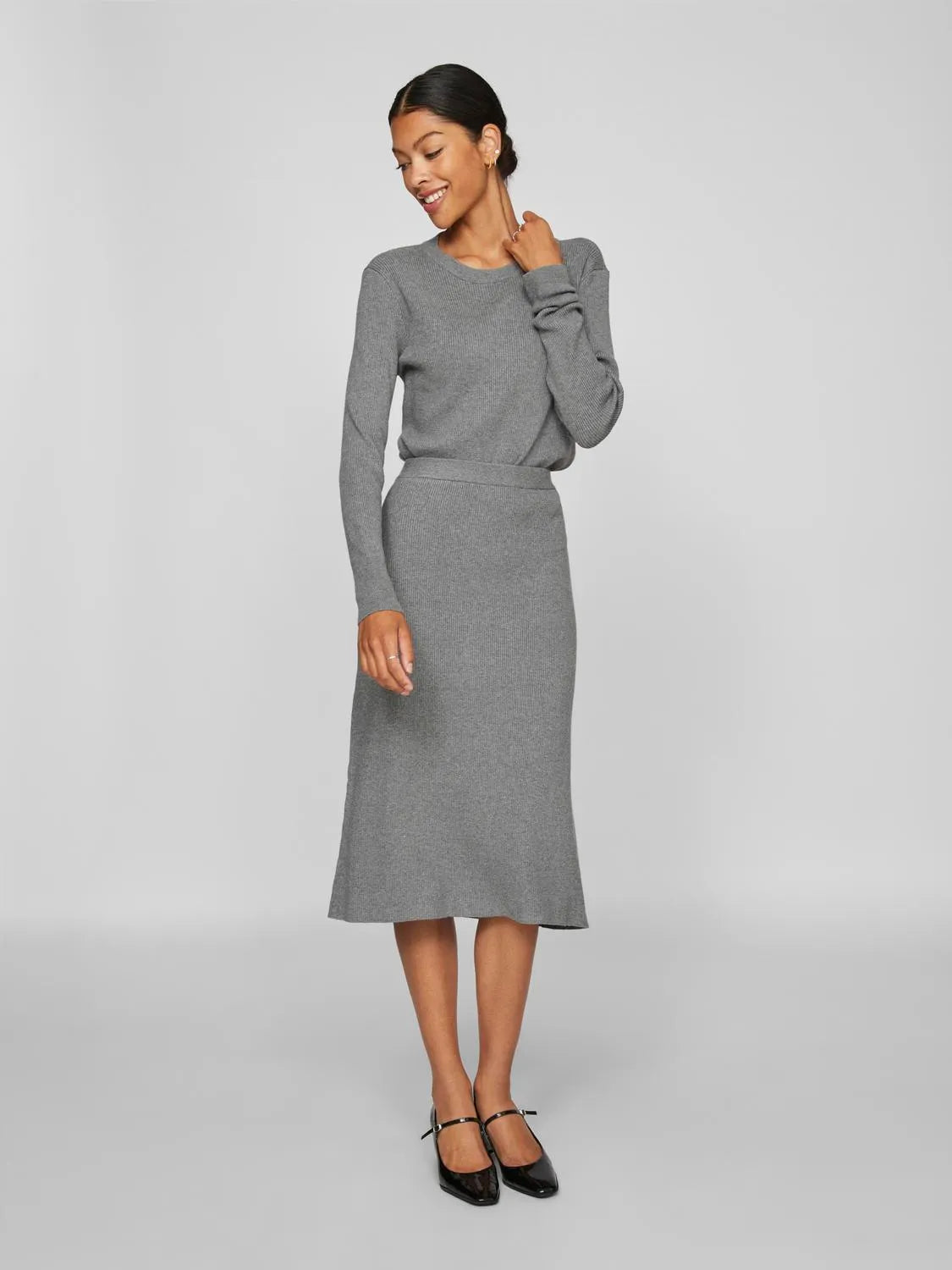 VICOMFY A-LINE KNIT SKIRT