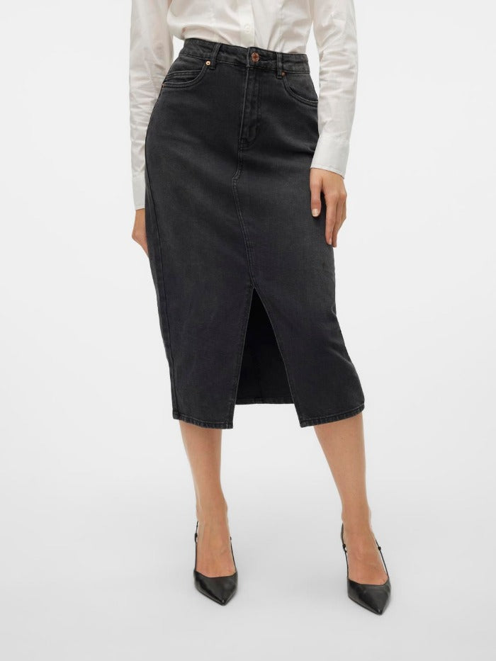 VMVERI HR CALF DENIM SKIRT