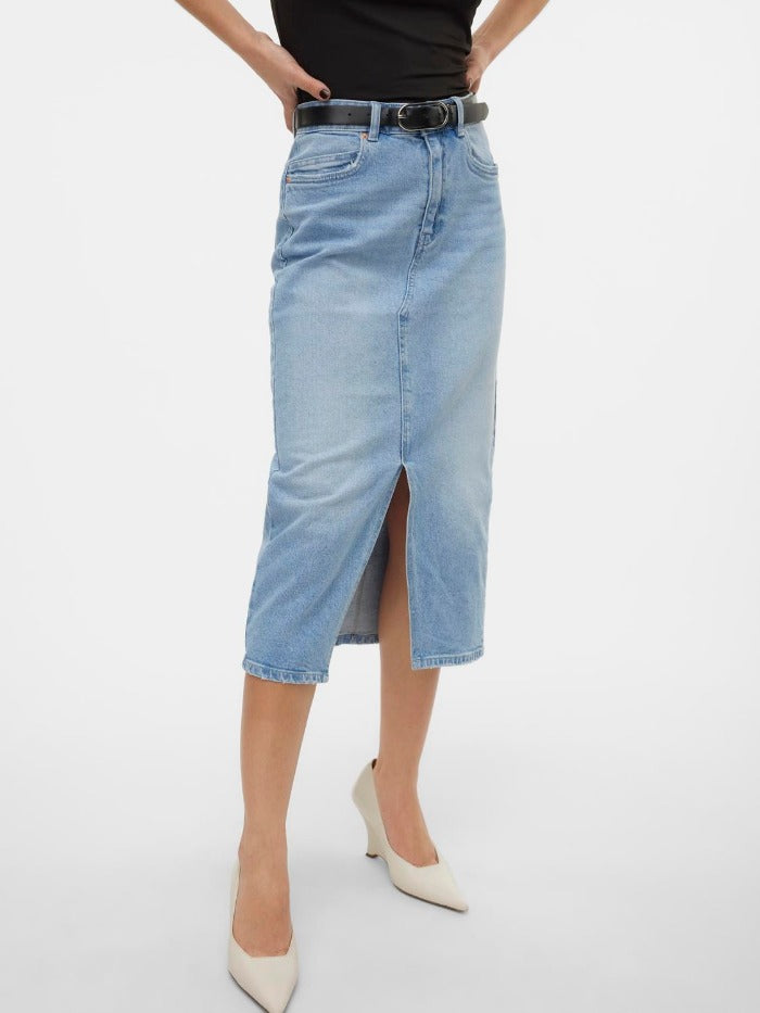 VMVERI HR CALF DENIM SKIRT