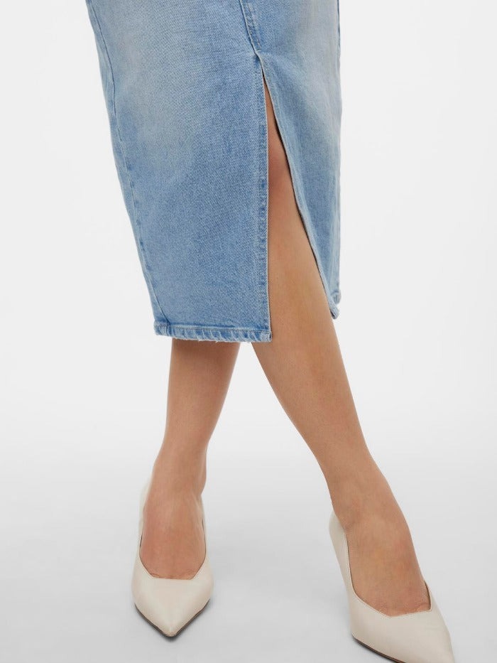 VMVERI HR CALF DENIM SKIRT