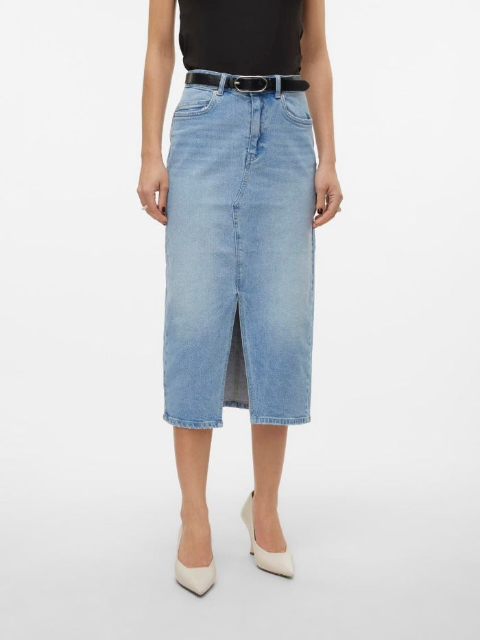 VMVERI HR CALF DENIM SKIRT